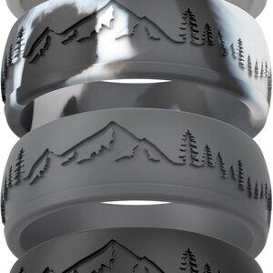Silicone Wedding Rings for Men, Rubber Engagement Bands 9mm Wide 2mm Thick